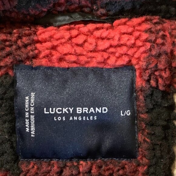 Lucky Brand Men's Buffalo Check Faux Shearling Shirt Jacket Size L - Picture 6 of 12